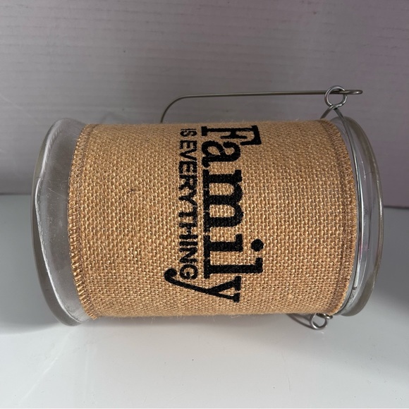 Manor Lane "Family" Large Burlap Wrapped Glass Lantern - Picture 5 of 7